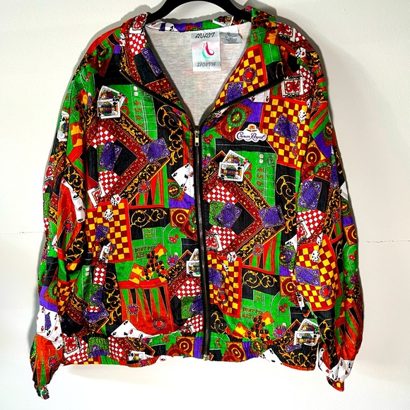 Vintage 80’s Avait Sportif Casino Print Zip Up Windbreaker w/ Crown Royal Patch - Picture 10 of 10